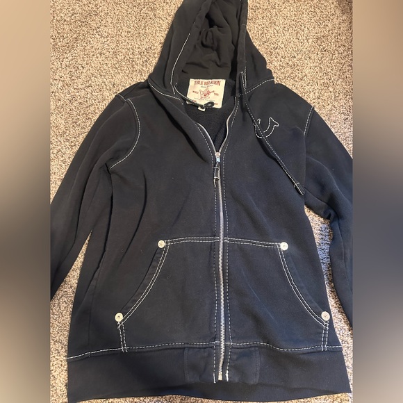 True Religion Dark Blue Hoodie with White Accents - Picture 1 of 4